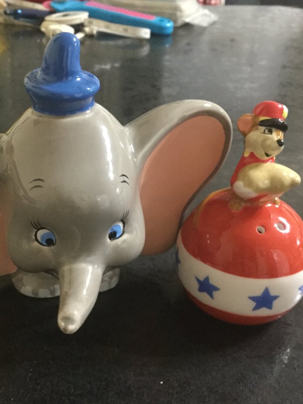 Disney salt and pepper shakers Dumbo and friend in good condition